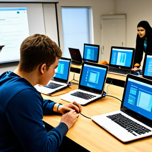 **

"A diverse group of cybersecurity students in a modern classroom setting, collaborating on a digital forensics exercise. They are analyzing network traffic on their laptops. The scene is well-lit and professional. Everyone is fully clothed in appropriate attire. Safe for work. Perfect anatomy, natural proportions, well-formed hands, proper finger count. The image should convey teamwork, learning, and a positive atmosphere. Appropriate content, professional."

**