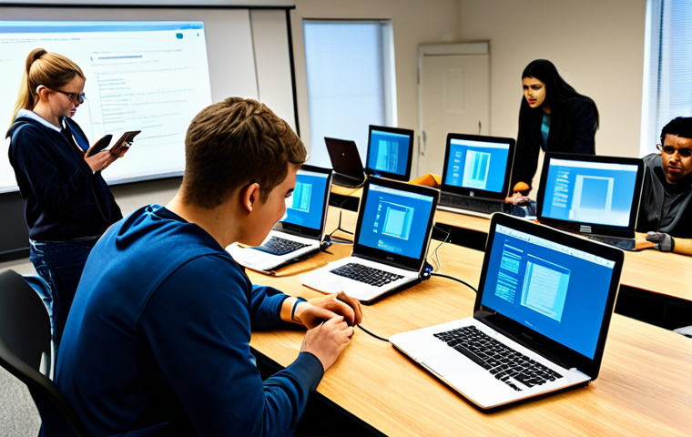 **

"A diverse group of cybersecurity students in a modern classroom setting, collaborating on a digital forensics exercise. They are analyzing network traffic on their laptops. The scene is well-lit and professional. Everyone is fully clothed in appropriate attire. Safe for work. Perfect anatomy, natural proportions, well-formed hands, proper finger count. The image should convey teamwork, learning, and a positive atmosphere. Appropriate content, professional."

**