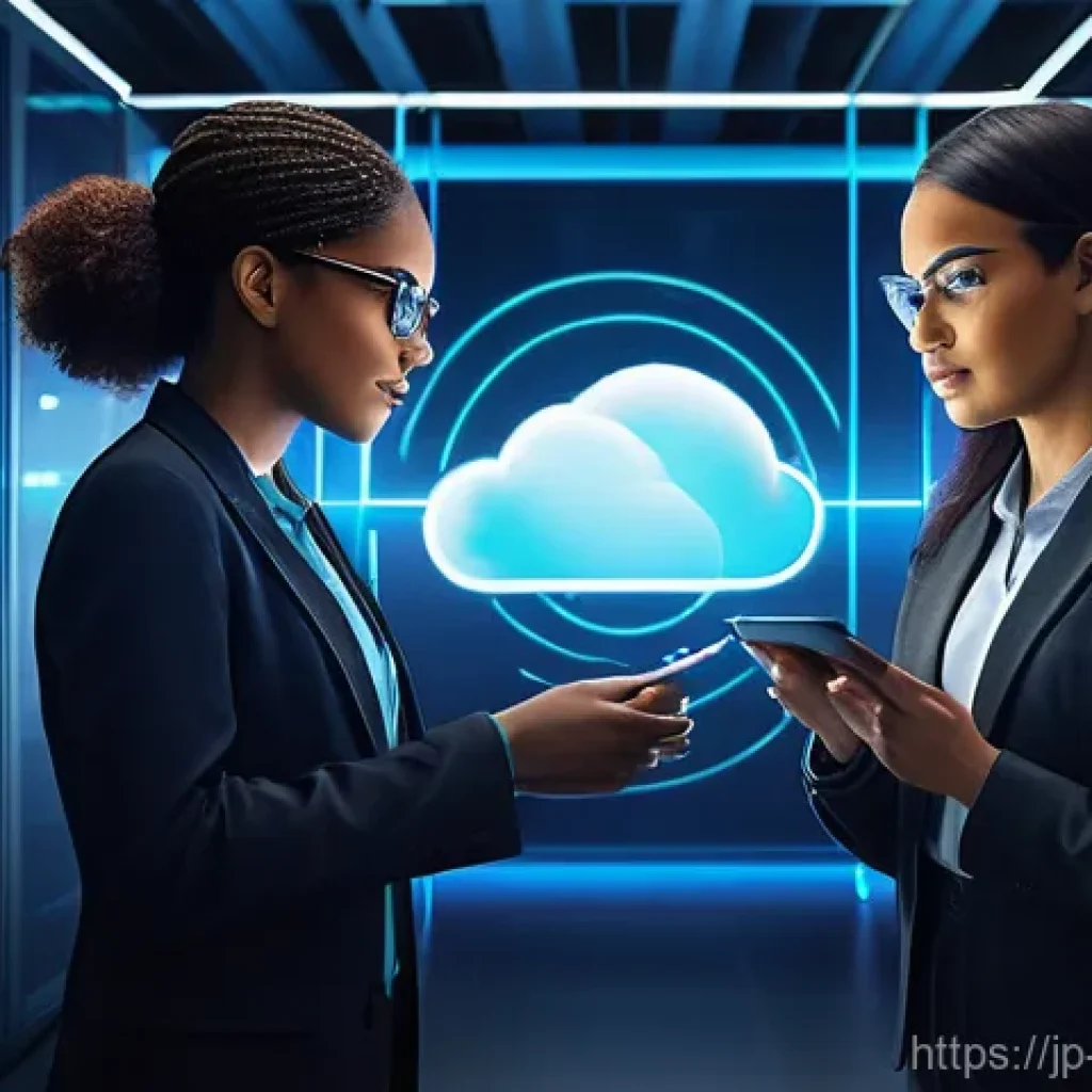 클라우드 보안 전문가로 성장하기 - **Prompt:** A diverse group of three cloud security engineers (two women, one man, all professionall...