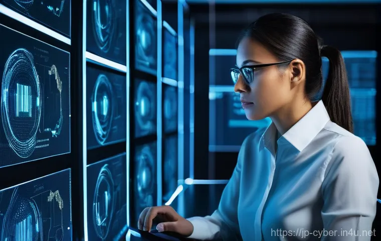 사이버보안 이직 시 요구되는 기술 - A cybersecurity professional, male or female, mid-career, deep in thought, intently focused on multi...